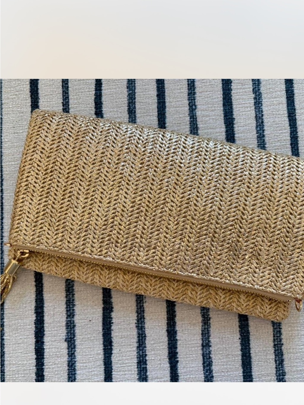Stella & Dot Metallic Gold Woven Fold-Over Clutch